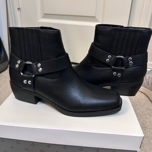 Elegant Black Ankle Booties with Silver Accents